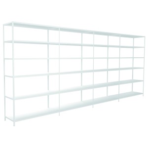 Weißes Schulte Steckregal (Grund- und Anbauregal) mit 24 Fachböden, 230x400x50 cm.