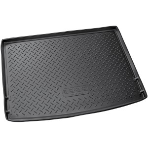 Schwarze Gummi Kofferraumwanne für VW Golf Plus (2008-2014) mit Riffelstruktur.
