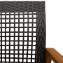 Detailaufnahme: Schwarzes Poly Rattan und Akazienholz des vidaXL Bistro-Sets.