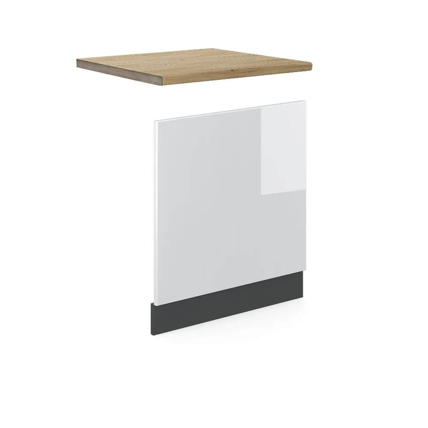 Vicco Frontblende R-Line Geschirrspüler Fronttür Weiß Hochglanz Anthrazit 60 cm AP Eiche