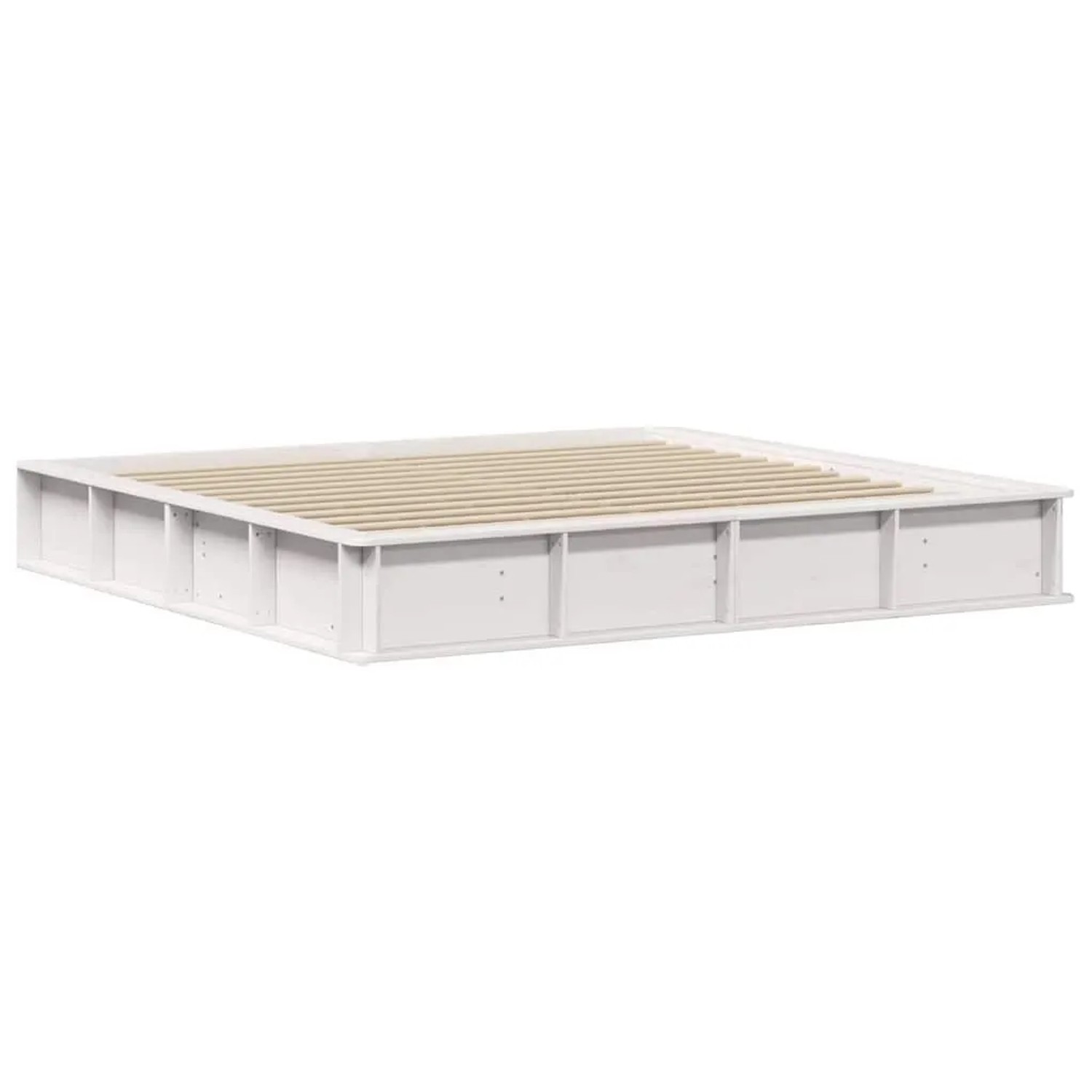vidaXL Bettrahmen Weiß 200 x 200 cm Massives Kiefernholz 3385704