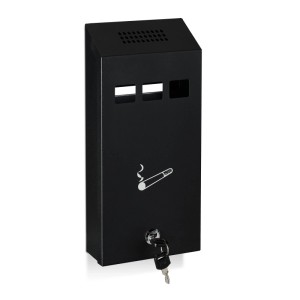 Relaxdays Wandaschenbecher Eisen Schwarz Abschließbar 32 x 15 x 6 cm 1 kg