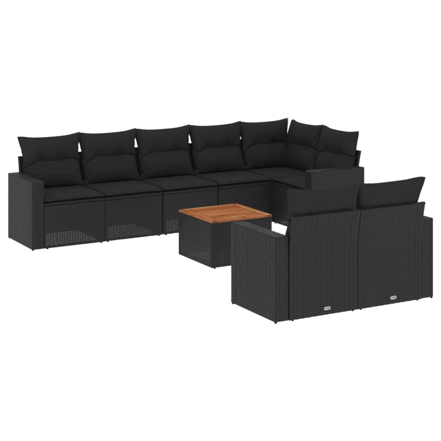 vidaXL 9-tlg Garten-Sofagarnitur mit Kissen Schwarz Poly Rattan Modell 143 günstig online kaufen