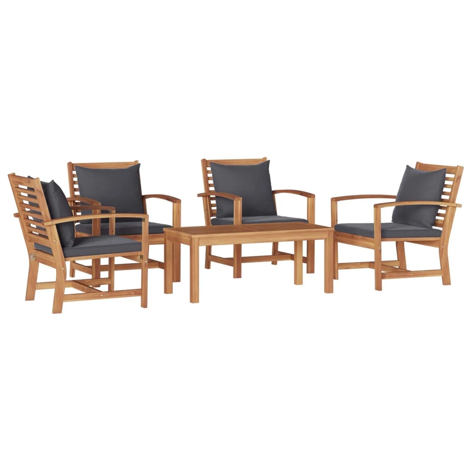 vidaXL Gartensofa-Set 5 Stk Natur Massivholz Teak 3356863