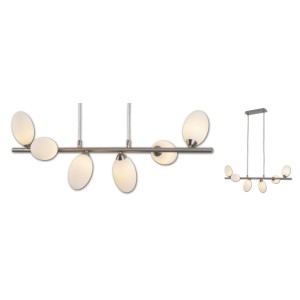 Moderne, 6-flammige LED-Pendelleuchte Eleganza (80 cm) für Wohn- und Esszimmer.