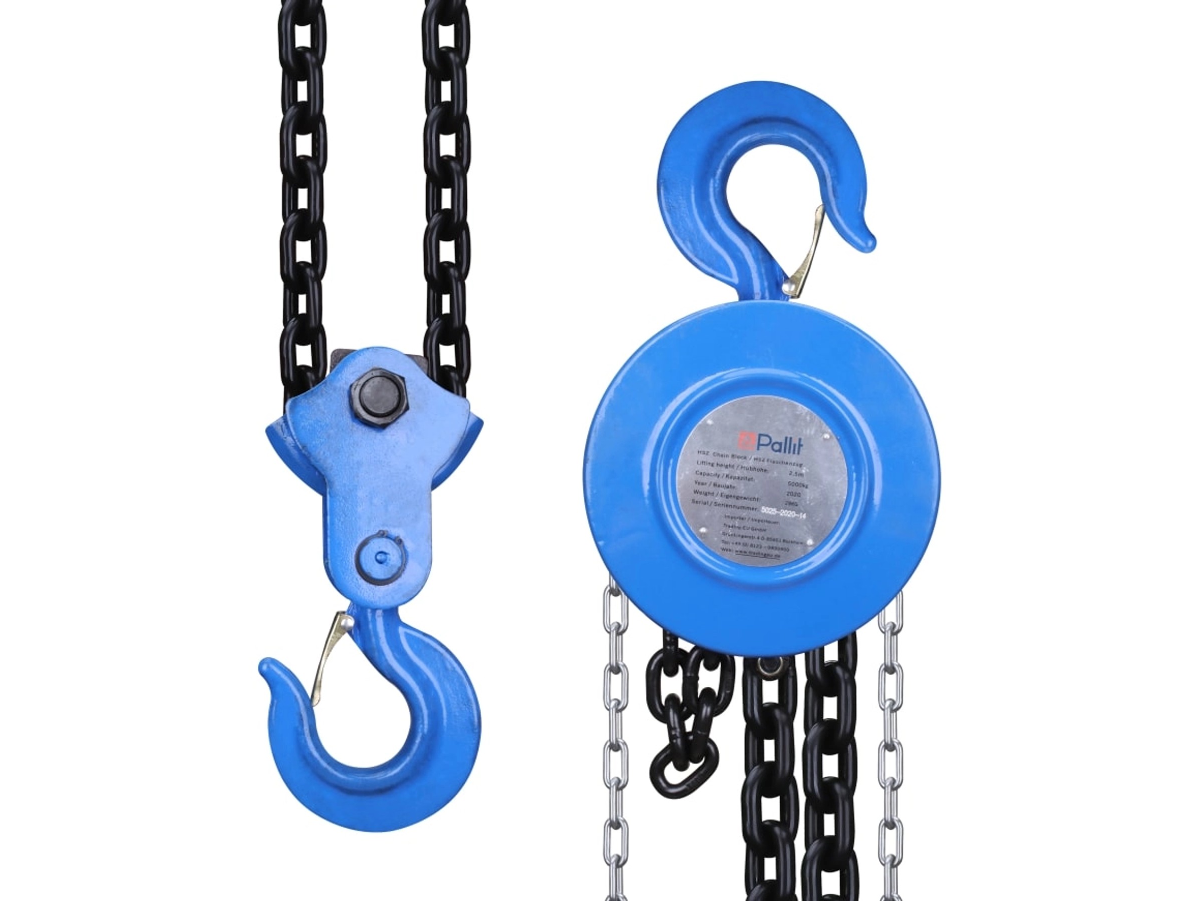 Produktbild von Handkettenzug 1250kg SPECSTAR | 3m Hubhöhe | Mit Stahlkette & 360° Haken | Für Werkstatt & Forst 20Mn2 Stahlkette