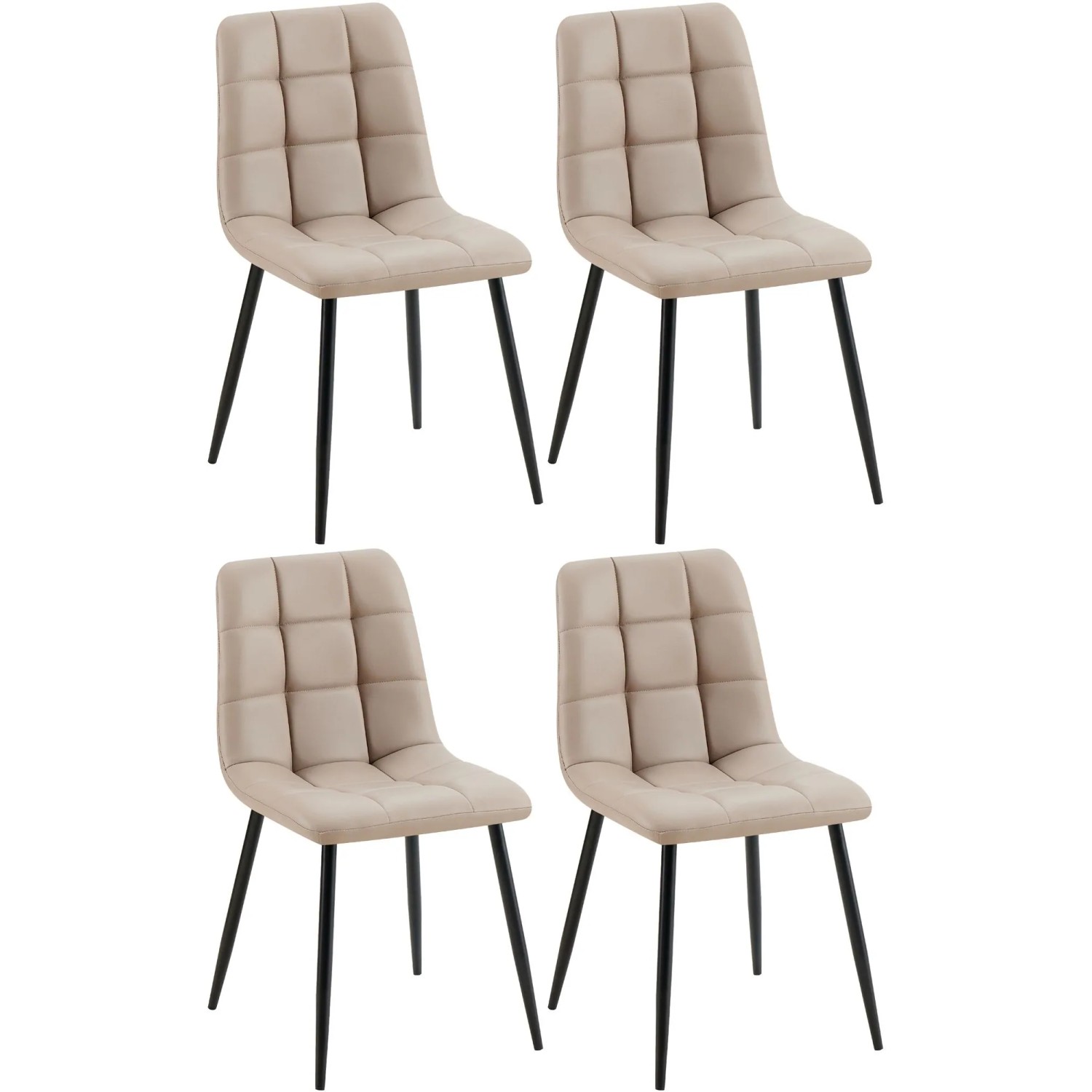 DELUKE 4er Set Esszimmerstuhl FANOR Kunstleder Taupe 45x55x84cm Essstühle Esszimmerstühle Küchenstühle Wohnzimmerstühle