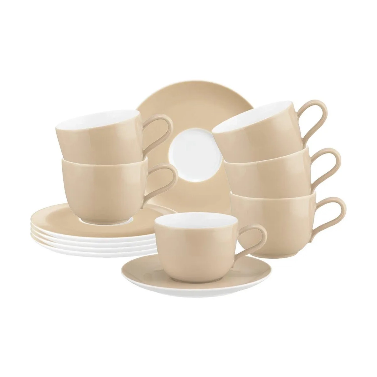Seltmann Weiden Liberty Pure Colors Kaffeetasse mit Untertasse 260 ml 6er Set Dusty Beige