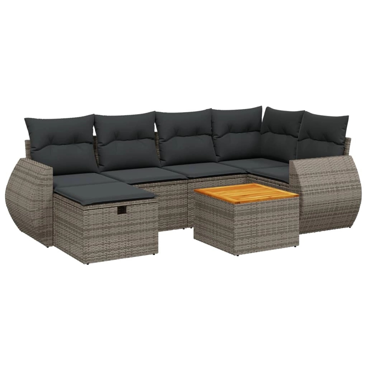 vidaXL 7-Tlg Garten-Sofagarnitur mit Kissen Grau Poly Rattan 3265064 günstig online kaufen