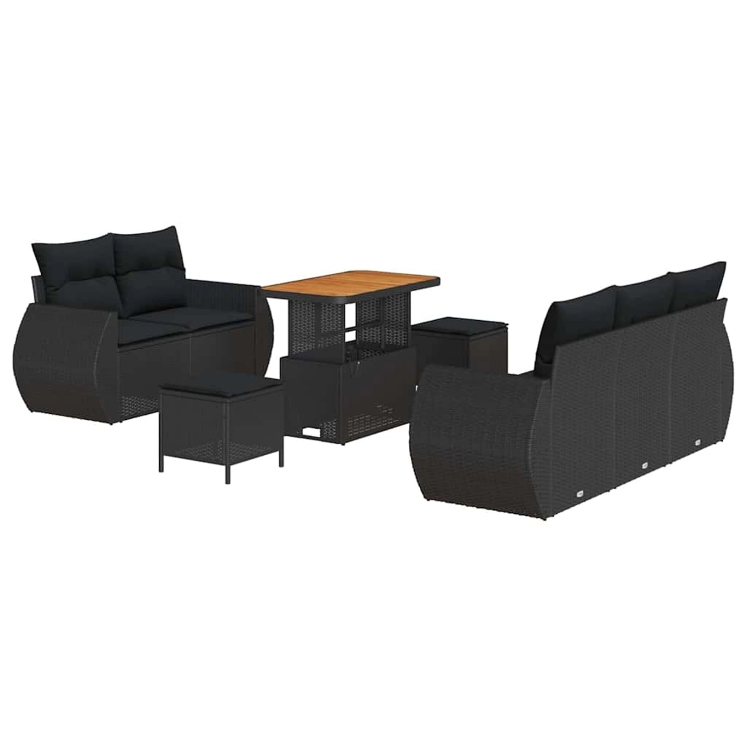 vidaXL Garten-Sofa-Set 8-Tlg Schwarz Poly Rattan 3361819 günstig online kaufen
