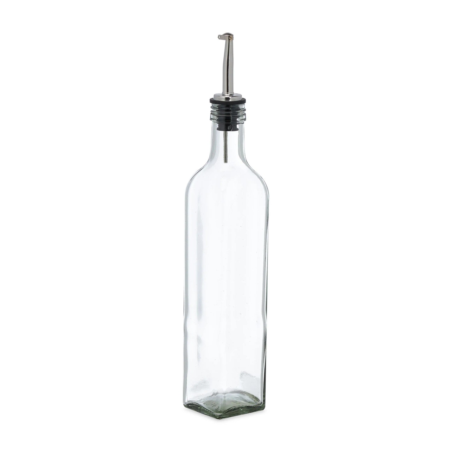 Relaxdays Essig- und Ölspender 4er Set Glas Transparent Silber Tropffrei 33 cm x 5,5 cm x 5,5 cm 380 g