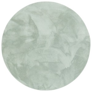 Runder, grüner Fellteppich (120x120cm) von Pergamon Luxus Super Soft. Kurzflorteppich für Wohnzimmer und Schlafzimmer.