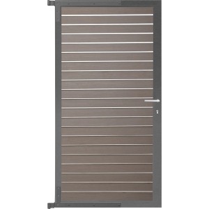 GartenLand Steckzauntor Rhombus Kopenhagen, 90x175 cm, WPC schokobraun, Aluminium anthrazit.