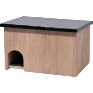 Dobar Igelhaus Premium Black Edition aus Eichenholz, wetterfestes Igelhaus mit Eingang.