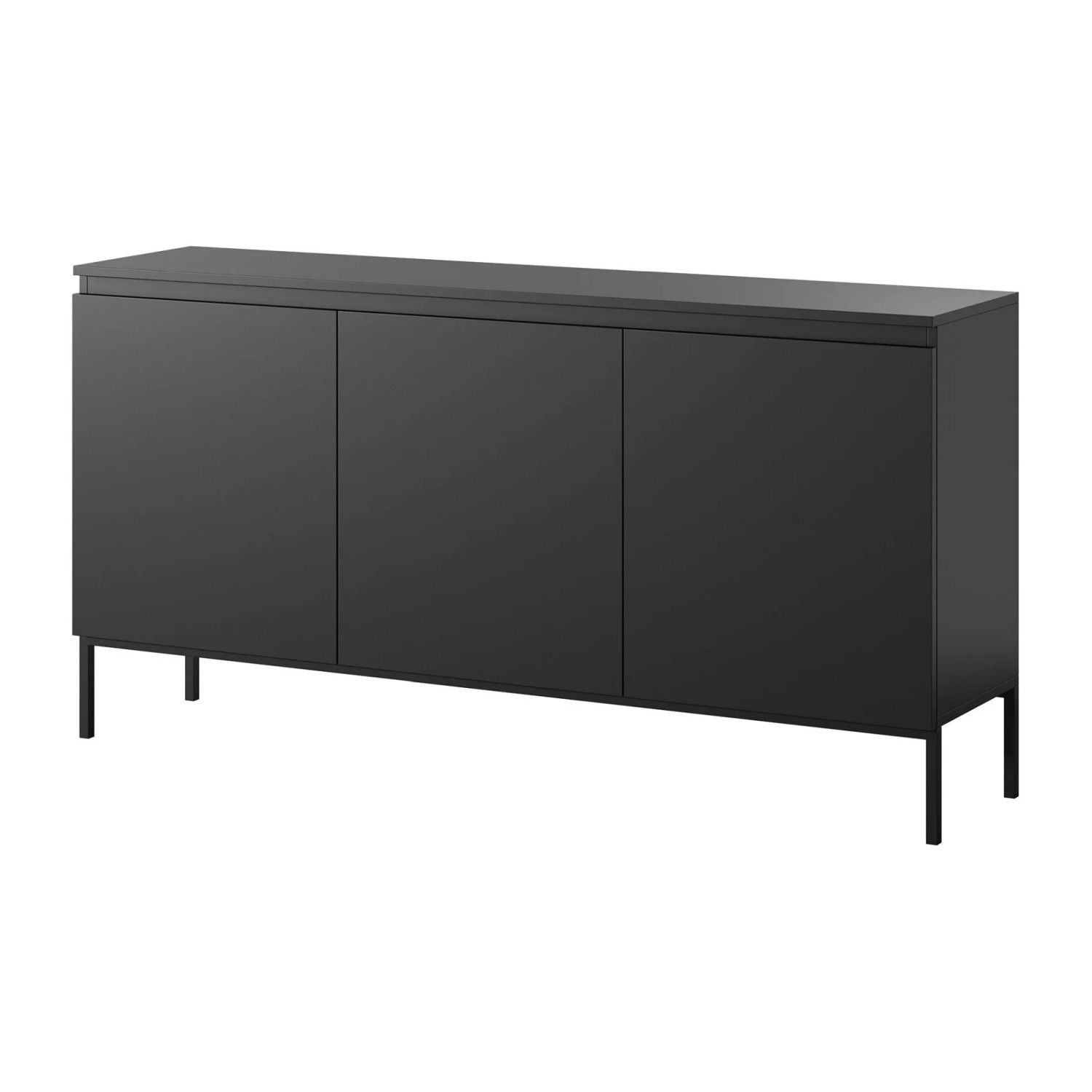 Selsey Sideboard Bemmi 150 cm Schwarz mit schwarzen Beinen