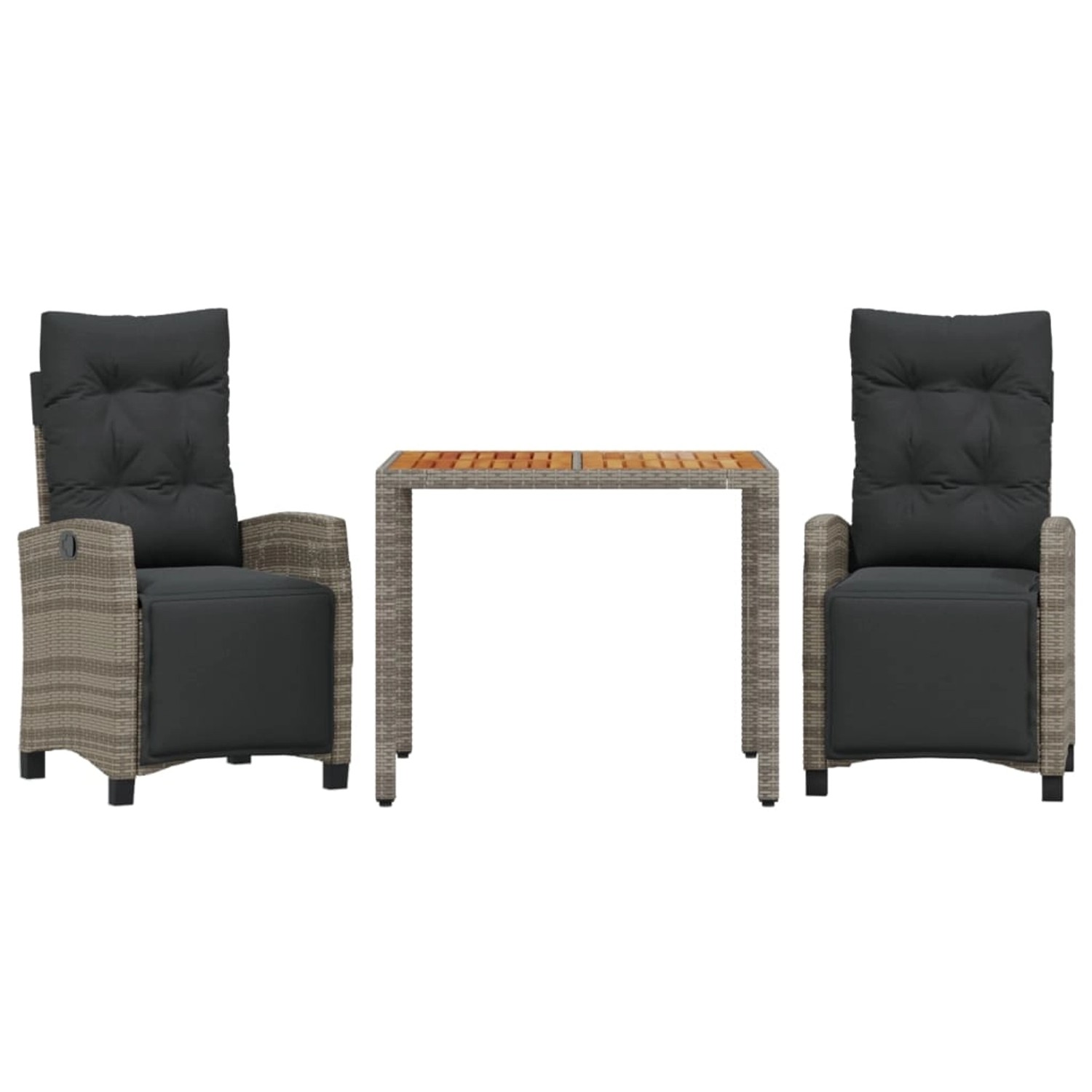 vidaXL 3-Tlg Garten-Essgruppe mit Kissen Grau Poly Rattan 3212912 günstig online kaufen