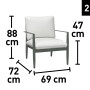 Abmessungen des Claremont Lounge Sessels: 88x69x72 cm, Sitzhöhe 47 cm. Teil der Loungegruppe.