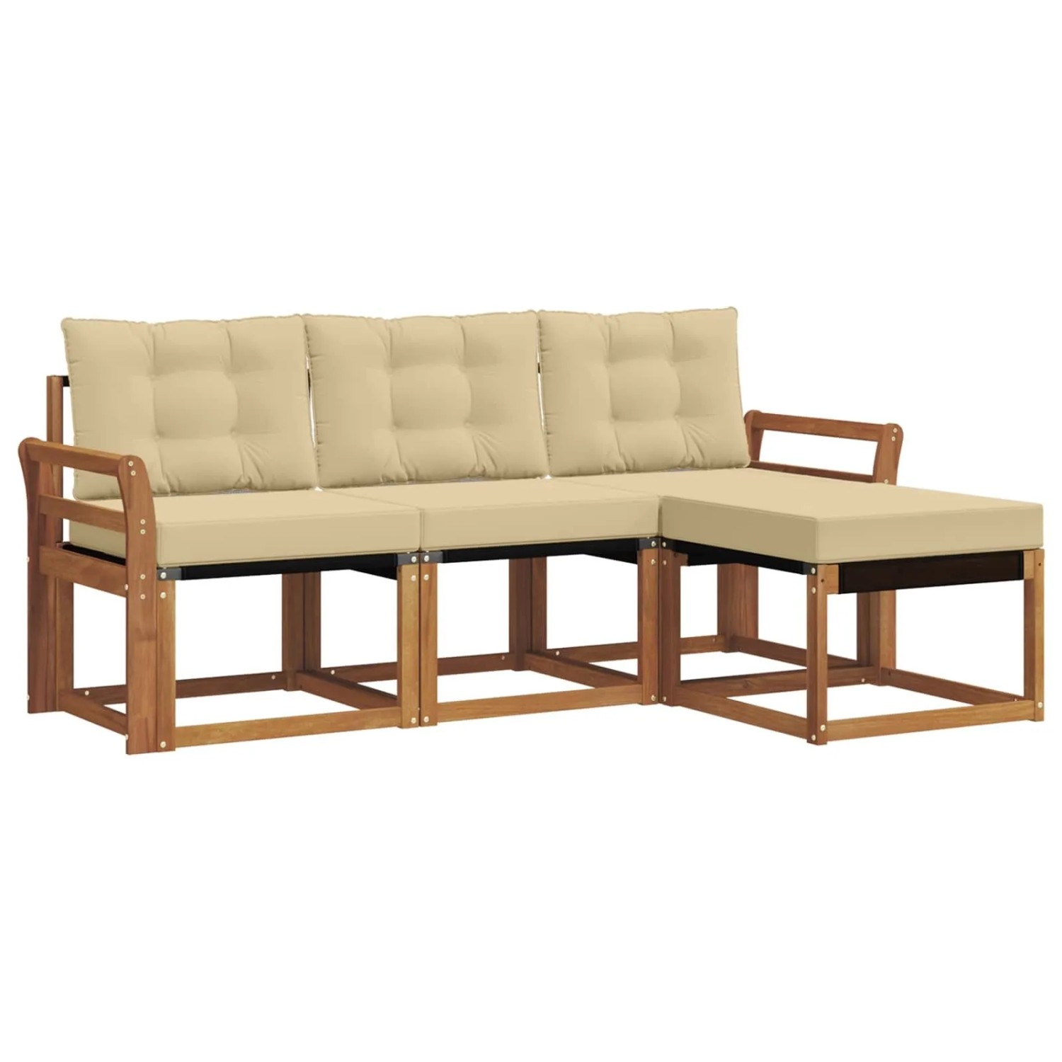 vidaXL Outdoor-Sofagarnitur mit Kissen 4-Tlg Natur und Beige 3368548
