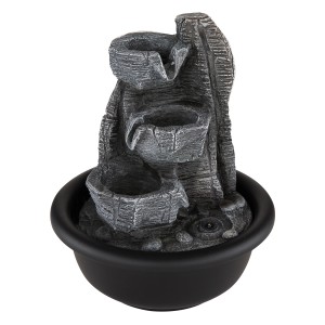 Globo Brunnen Fontana, 19 cm, schwarz matt. Dekorativer Zimmerbrunnen aus Kunststoff.