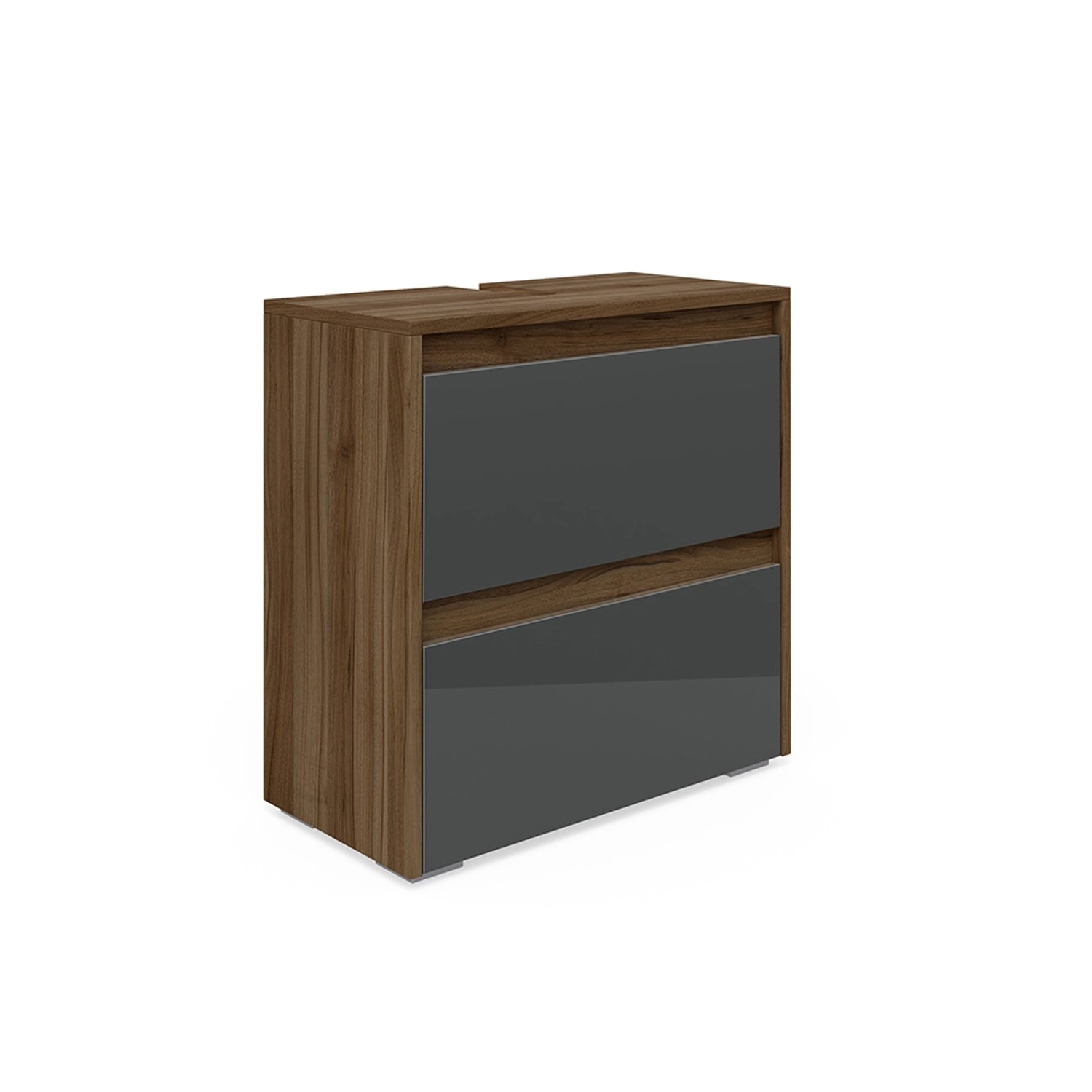 Vicco Waschbeckenunterschrank Majest Anthrazit Hochglanz/Nussbaum 60 x 62 cm