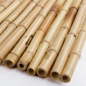 Detailansicht des Karat Bambus Sichtschutzzauns (100x250 cm) in Natur, verbunden mit Draht.