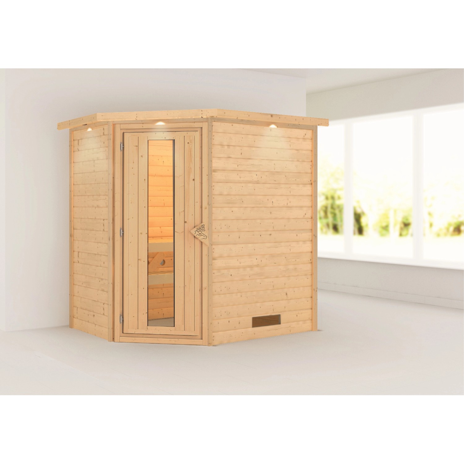 Karibu Sauna SveaLED-Dachkranz Natur