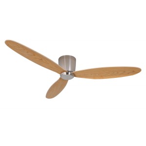 Energiespar Deckenventilator Airfusion Radar DC Chrom mit Teak-Flügeln, 132 cm Durchmesser.