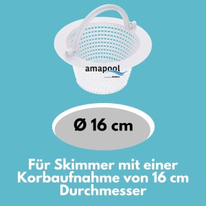Amapool Skimmerkorb, 16 cm, weiß, für Pool Skimmer. Fängt Blätter und Schmutz auf.