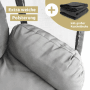 Graue, weiche Polsterung des DELUKE Hängesessels mit dunkler Kuscheldecke. Perfekt für Indoor & Outdoor.