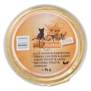 Catz Finefood No.409 Katzen-Nassfutter mit Filet, Pute, Huhn & Kaninchen, 85g Dose.