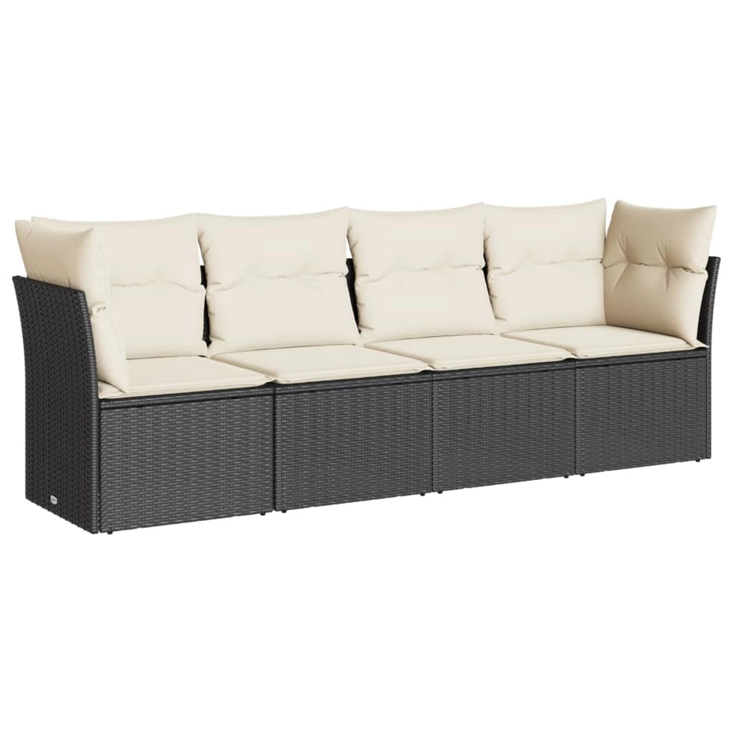 vidaXL 4-Tlg Garten-Sofagarnitur mit Kissen Schwarz Poly Rattan 3249065 günstig online kaufen
