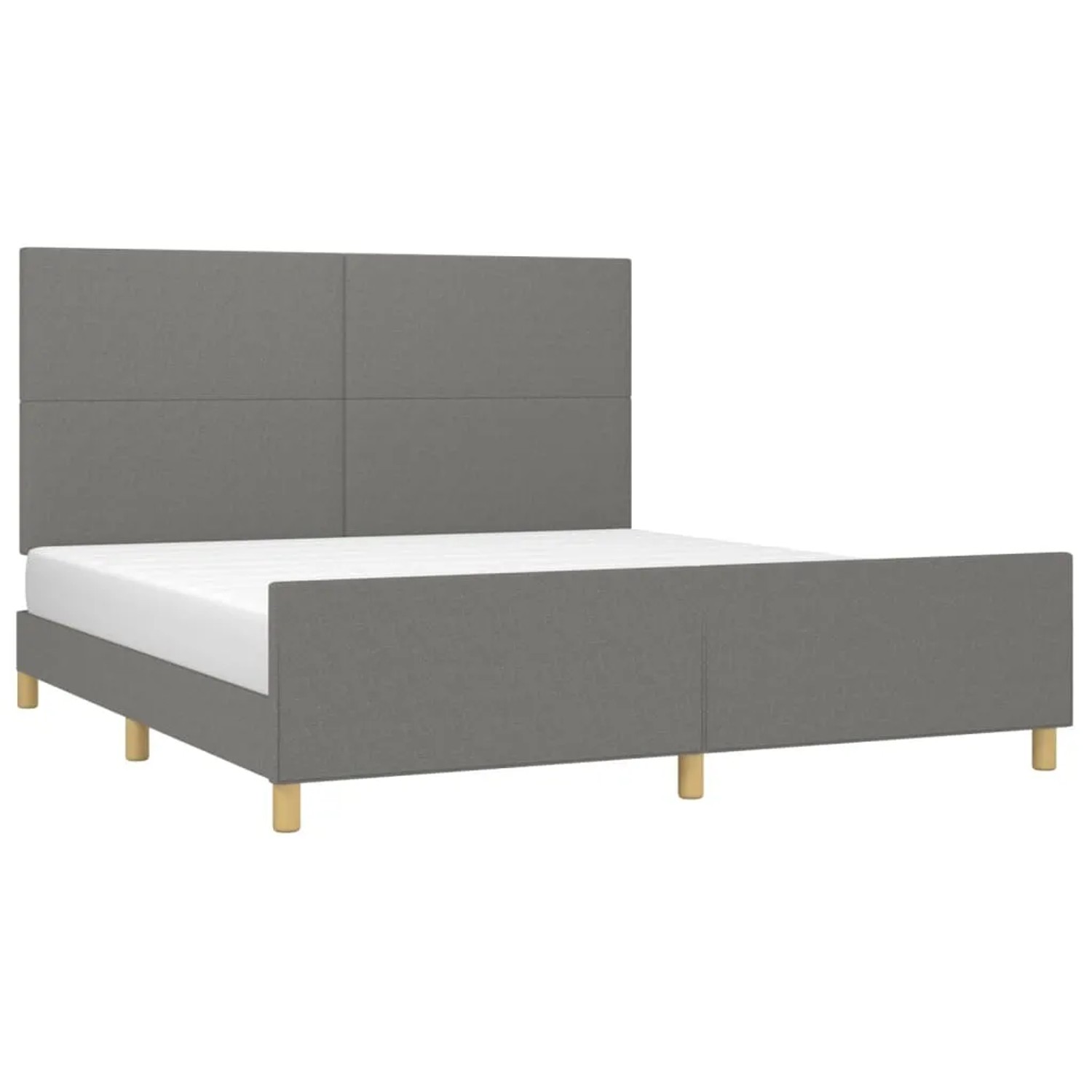 Dunkelgraues Stoff-Bettgestell (160x200 cm) mit Kopfteil. Modernes Design für Schlafzimmer.
