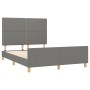 Dunkelgraues Stoff-Bettgestell 140x190 cm mit Kopfteil. Modernes Design für Schlafzimmer.