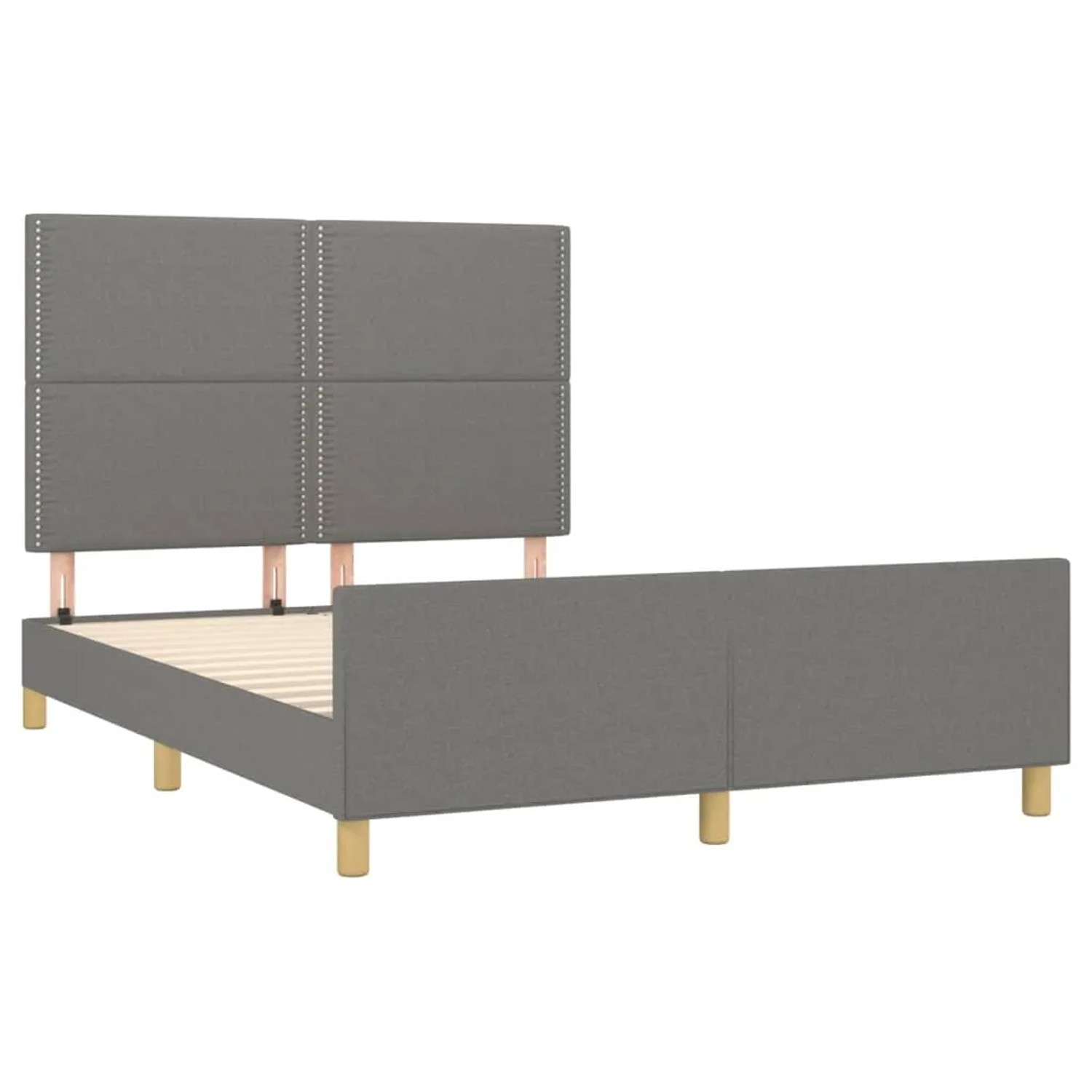 Dunkelgraues Stoff-Bettgestell 140x190 cm mit Kopfteil. Modernes Design für Schlafzimmer.