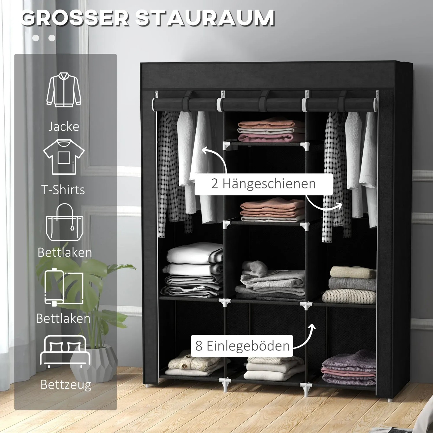 ideen garderobe Garderobenschrank Musselin-Bettwäsche 