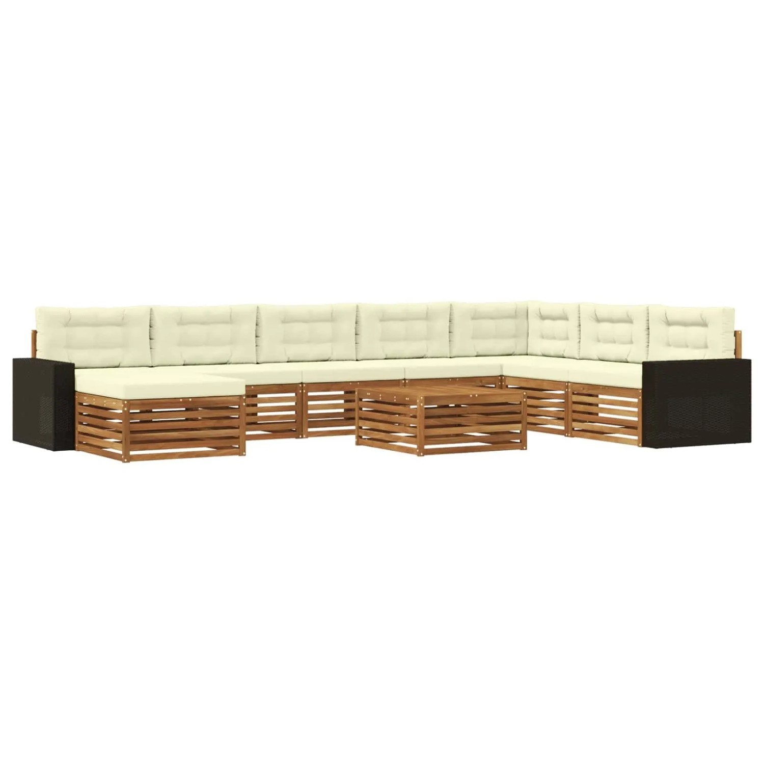 vidaXL Outdoor-Sofagarnitur 9 Stk Natur und Creme Massivholz Akazie 3383753