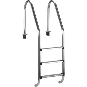 Summer Fun Einbaubeckenleiter aus Edelstahl, 3-stufig für Pools bis 120cm Tiefe.