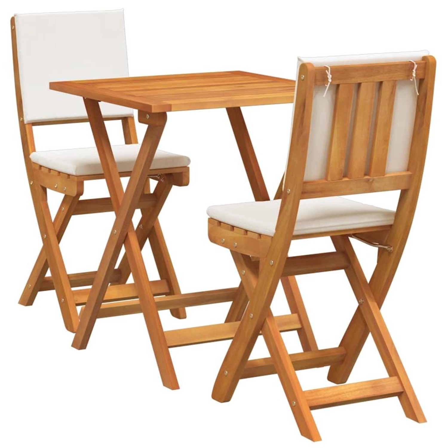vidaXL 3-Teiliges Klappbares Bistro-Set mit Kissen aus Echtem Akazienholz 4105510