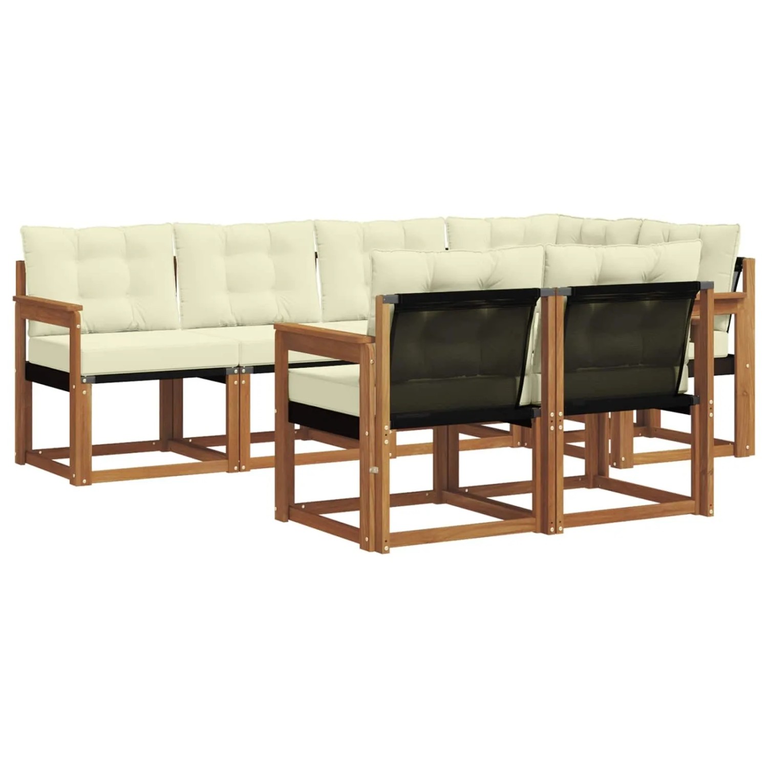 vidaXL Outdoor-Sofagarnitur mit Kissen 7-Tlg Natur und Creme 3368753