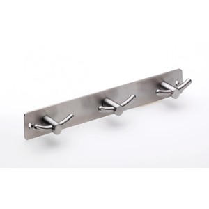 Hettich Edelstahl Garderobenleiste mit 3 Haken, 270 mm breit.
