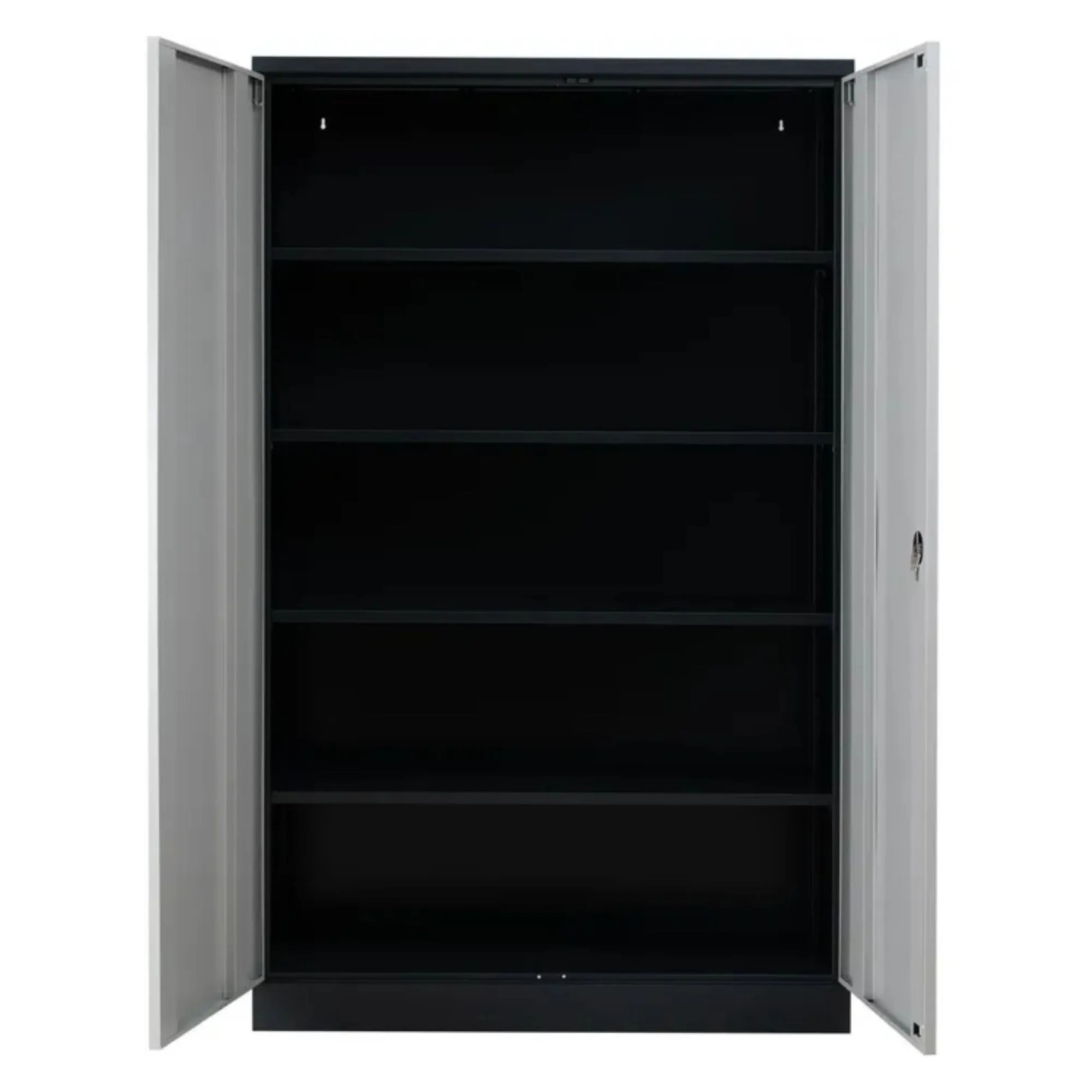 PROREGAL Stahlschrank Bee 10 Fachböden HxBxT 195 x 92 x 60 cm Pulverbeschichtetes & Verstärktes Fachbodenmaterial Schwarz & Grau