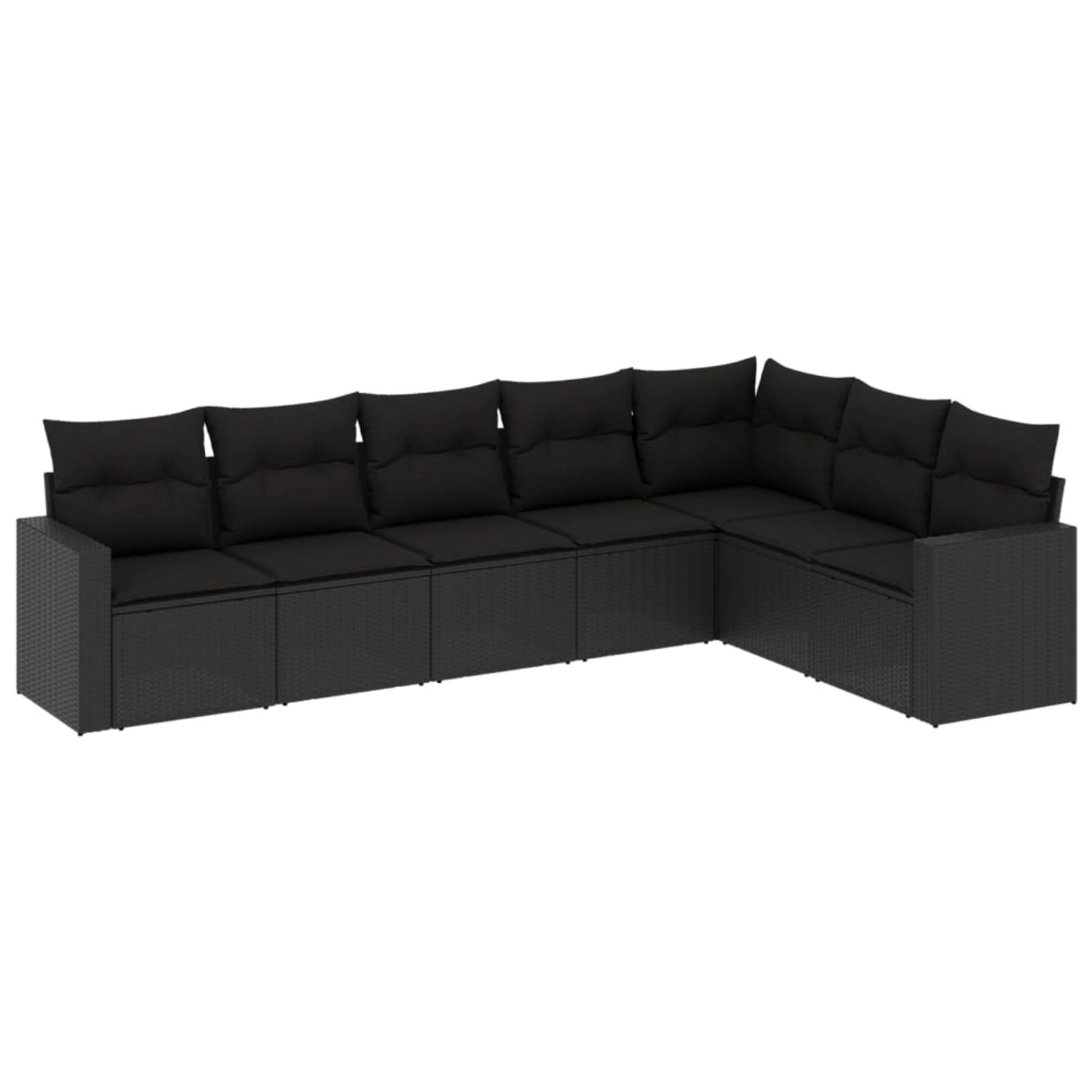 vidaXL 7-tlg Garten-Sofagarnitur mit Kissen Schwarz Poly Rattan Modell 23