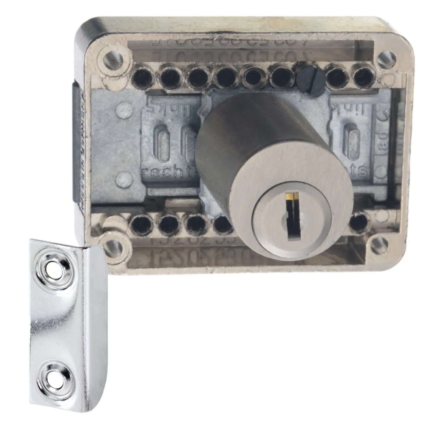 SOTECH JUNIE Aufschraub Riegelschloss Variables Dornmaß Verschiedenschließend Möbelschloss inkl. Schließblech