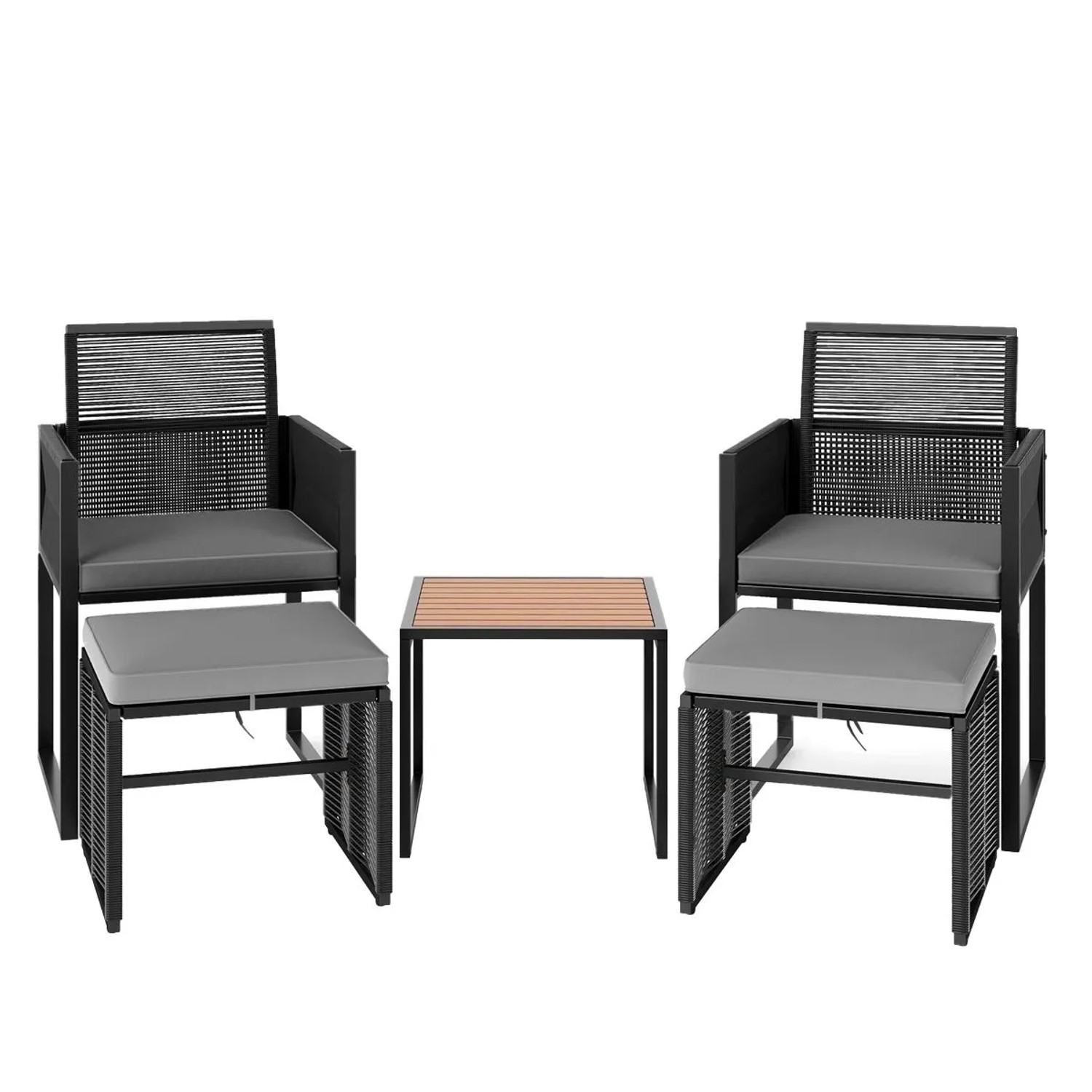 Costway 5 Tlg. Gartenmöbel Set Inkl. 2 Stühle & Hocker & Tisch