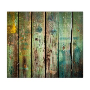 Banjado Herdabdeckplatte aus Glas mit grünem Holz Motiv, 60x52cm. Auch als Schneidebrett nutzbar.