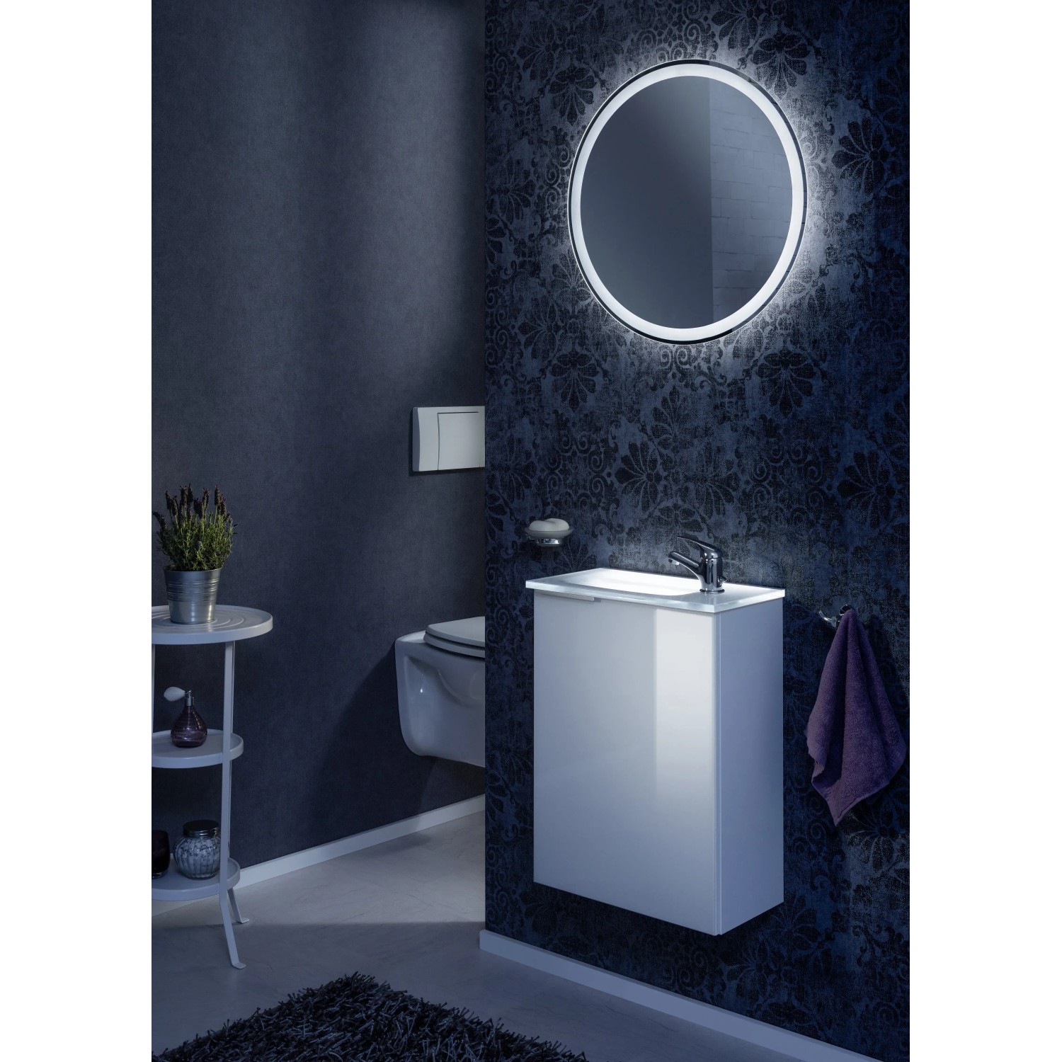 Fackelmann Waschbeckenunterschrank SBC, weiß, 44 cm breit, mit Softclose Funktion im Badezimmer.