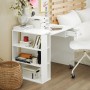 Weißer SoBuy Schreibtisch FWT35-W mit Schublade und Ablagen im Arbeitszimmer.