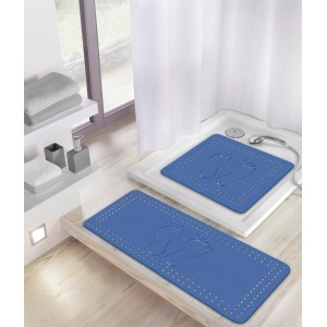 Blaue Kleine Wolke Duscheinlage Foot, 55x55 cm, mit Fußabdruck-Design für sicheren Halt in der Dusche.