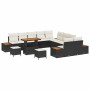 vidaXL Garten-Sofa-Set, 13-teilig, schwarz, Poly Rattan mit Tisch und Kissen.