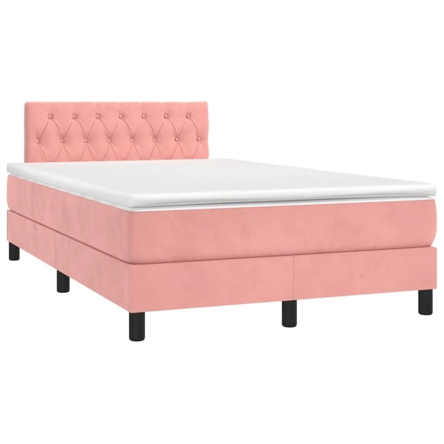 vidaXL Boxspringbett mit Matratze Rosa 120x190 cm Samt 3269860
